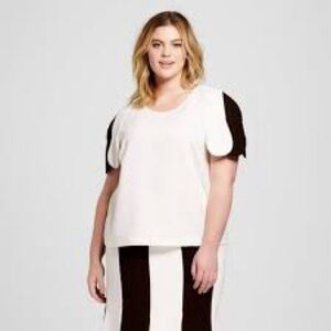 Victoria Beckham for Target Cream and White Boxy Blouse